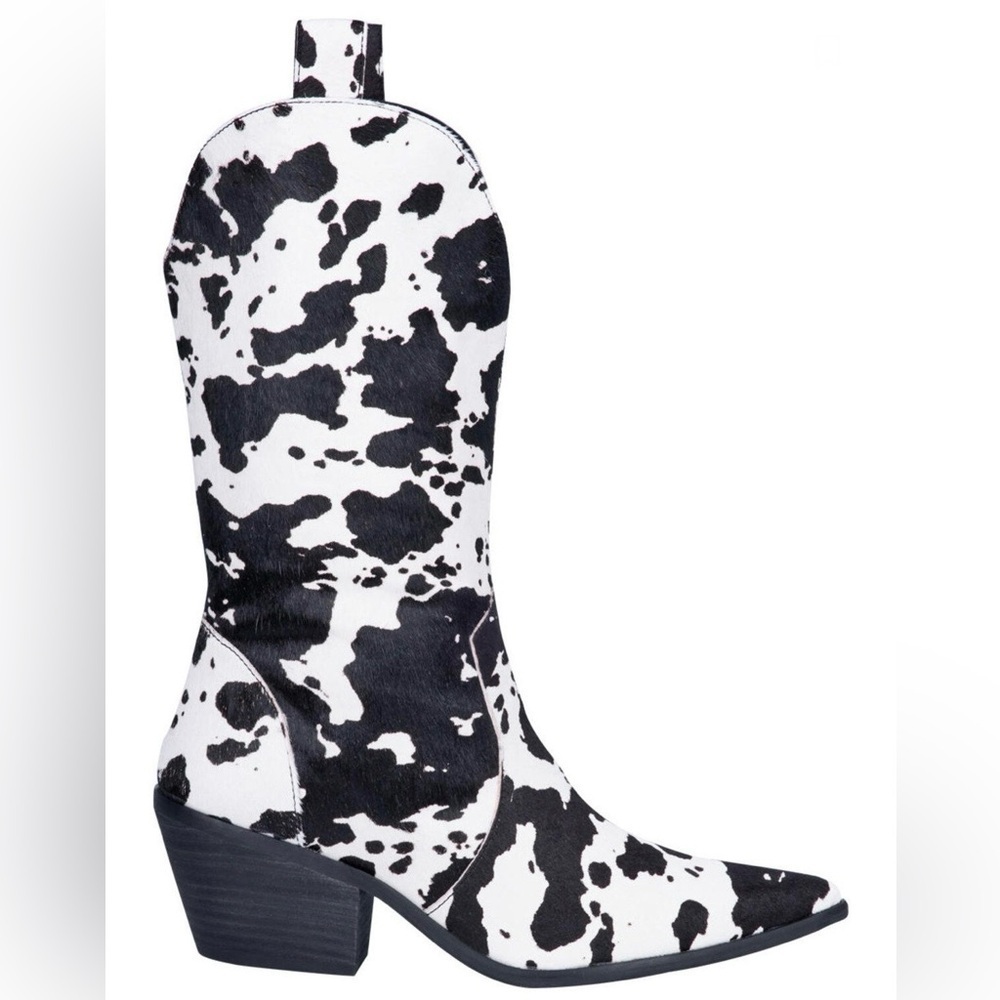 Dingo Black and White Cowhide Cowboy Boots - Picture 2 of 16